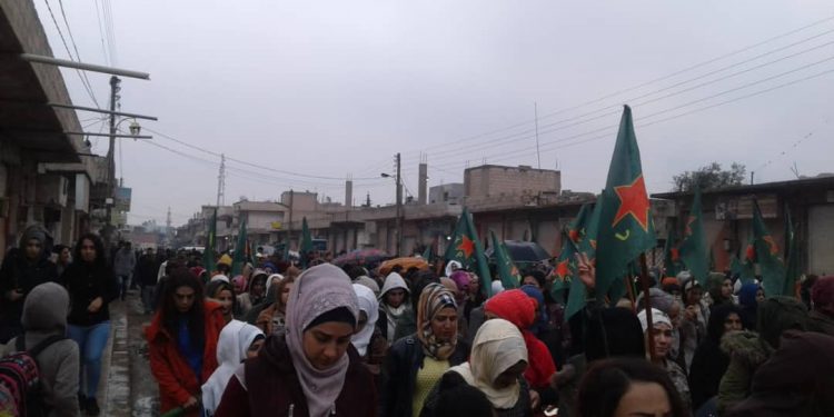 Rojava Kurdistan’ında YPJ’ye destek yürüyüşleri-YENİLENDİ