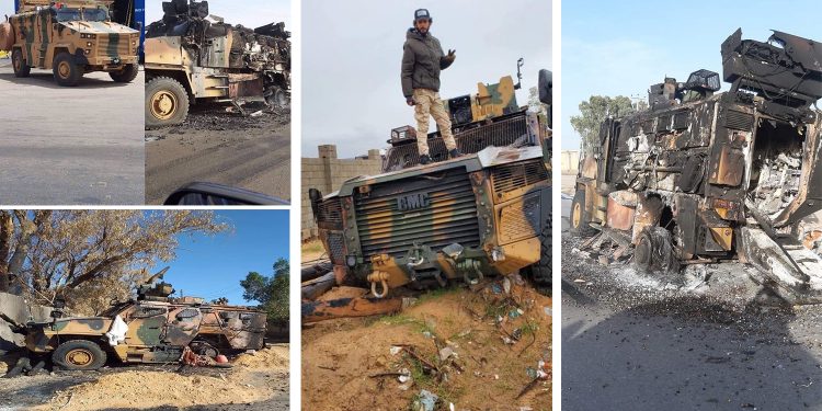 Libya’da işgalci Türk devletine ait onlarca zırhlı araç imha edildi