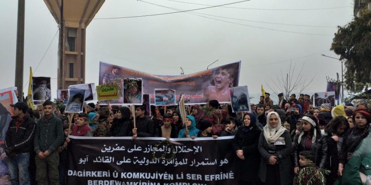 Rojava Kurdistan’ı Efrîn için yürüdü
