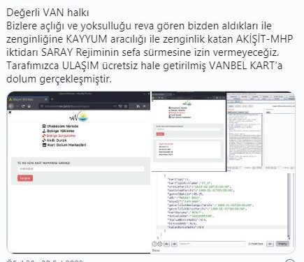 Red Hack’ten Wan belediyesine siber eylem: Wan’da ulaşım bedava