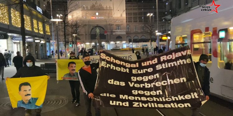 TCŞ’li gençlerden Zürih’te Şengal eylemi