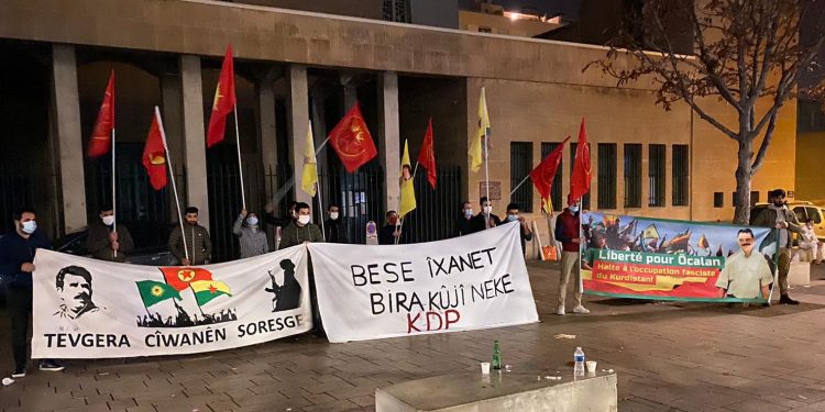 TCŞ aktivisti gençlerden Marsilya’da KDP protestosu