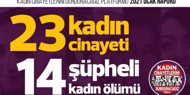 Erk Devlet Şiddeti: Ocak ayında 23 kadın katledildi