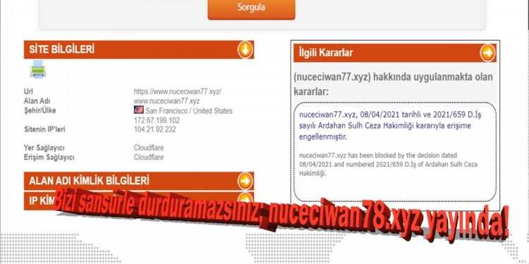 Bizi sansürle durduramazsınız; nuceciwan78.xyz yayında!