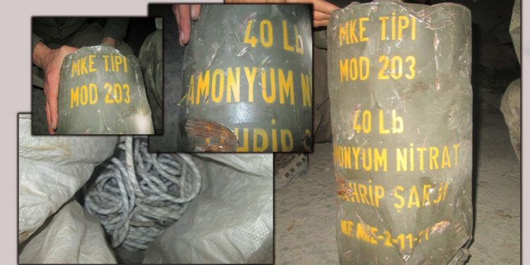 TC, Küçük Cilo’ya zehirli gazların olduğu bir patlayıcı indirdi