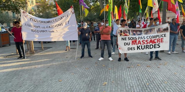 Draguignan’da gençlerden Şengal saldırısına ilişkin protesto
