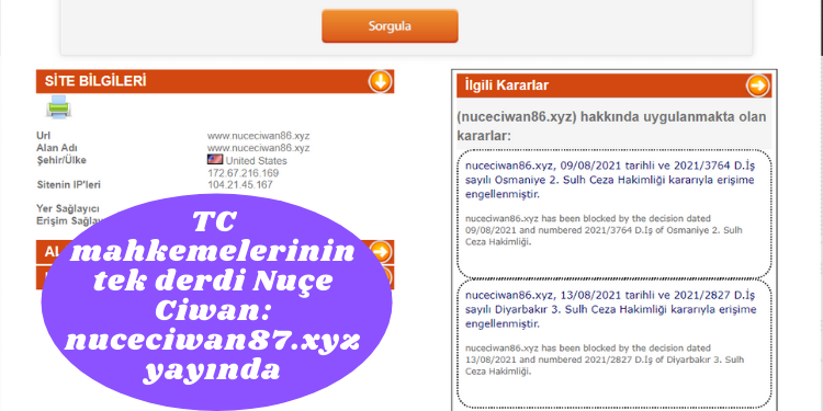 TC mahkemelerinin tek derdi Nuçe Ciwan: nuceciwan87.xyz yayında