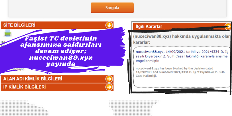Faşist TC devletinin ajansımıza saldırıları devam ediyor; nuceciwan89.xyz yayında