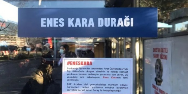 Öğrenciler üniversite durağına ‘Enes Kara’ adını verdi