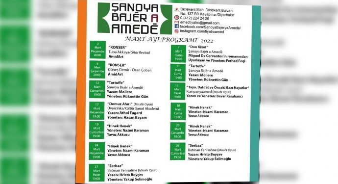 Amed Şehir Tiyatrosu Mart ayı programını açıkladı