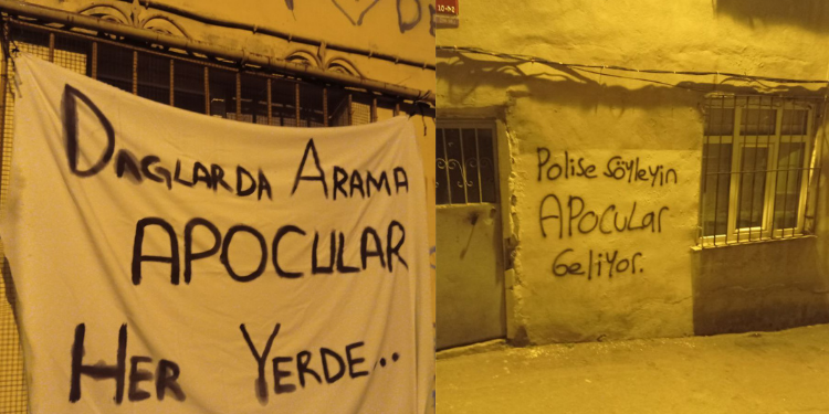 Yurtsever Gençlik’ten yazılama çalışması: Polise söyleyin Apocular geliyor