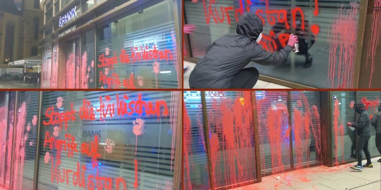 Kürt genç kadınları ve enternasyonalist genç kadınlardan İş Bankası’na eylem