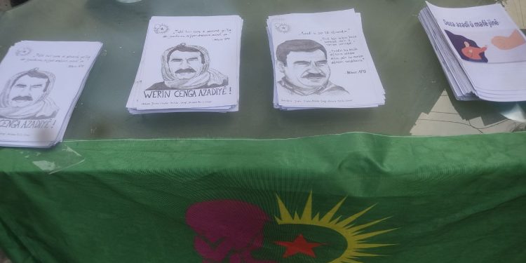 Yekîtiya Jinên Ciwan Halep’te Önder Apo’nun sözlerinin yer aldığı bildiriler dağıttı