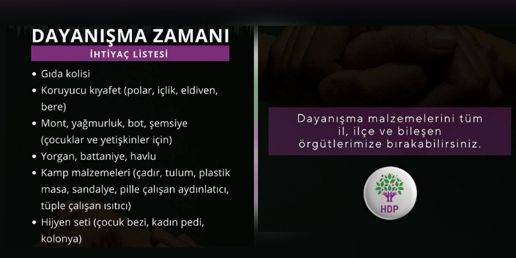 HDP’den deprem mağdurları için dayanışma çağrısı