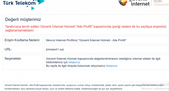 TürkTelekom’a göre JINNEWS ‘Aile Profiline’ uymuyor!