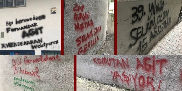 Xwendekarên Welatparêz (Yurtsever Öğrenciler), yaptıkları yazılamalarla 15 Ağustos Atılımını Kutladı