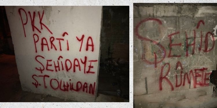 Yurtsever Gençlik, İzmir’de Ş. Tolhildan Tekman için yazılama yaptı.