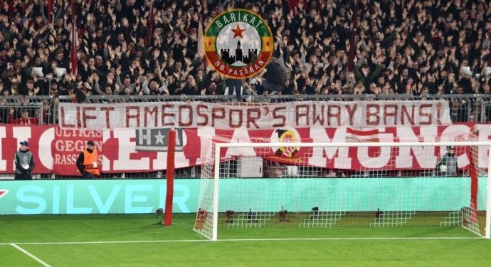Şampiyonlar Ligi maçında ‘Amedspor’un yasaklarını kaldırın’ pankartı açıldı