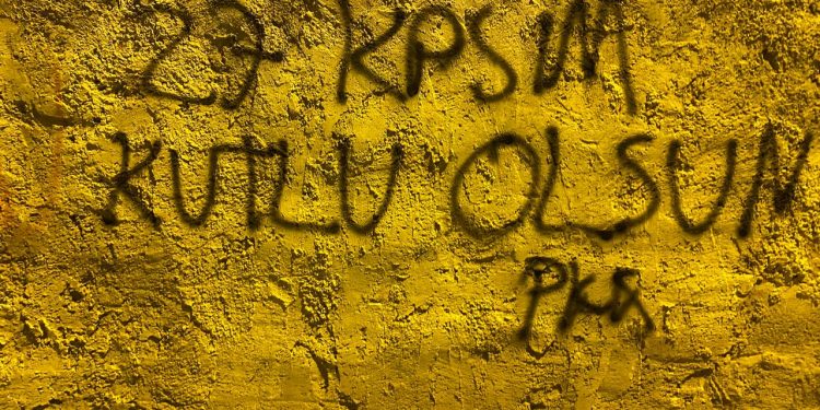 Apo’cu Gençlik, PKK’nin 45. yıldönümünü yazılama yaparak kutladı