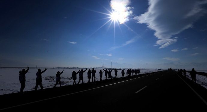 Özgürlük Yürüyüşçüleri kışın soğuğunda yüzlerini güneşe döndüler