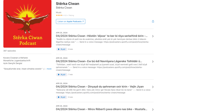 Stêrka Ciwan Dergisinin Nisan ayı 251. sayısı Spotify’da
