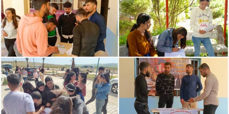 Kobanêli öğrenciler Önder Apo’nun özgürlüğü için imza topladı