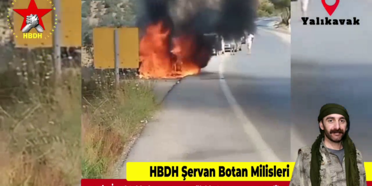 HBDH milisleri Muğla’da iki aracı ateşe verdi