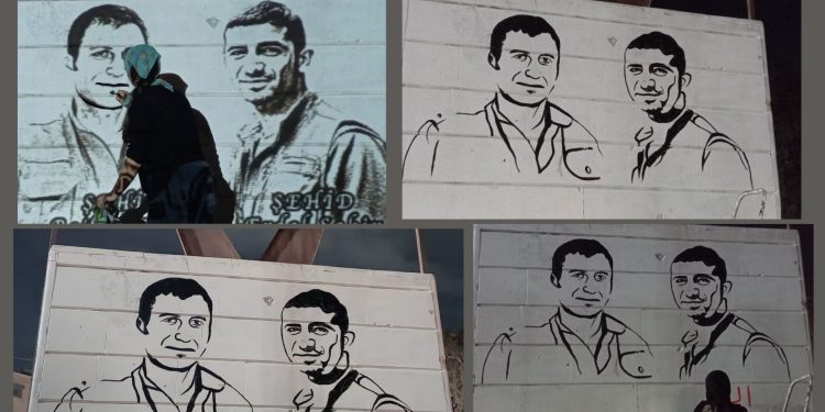 Reqa’da Şehit Rojhat ve Şehit Erdal’ın resmi duvara çizildi