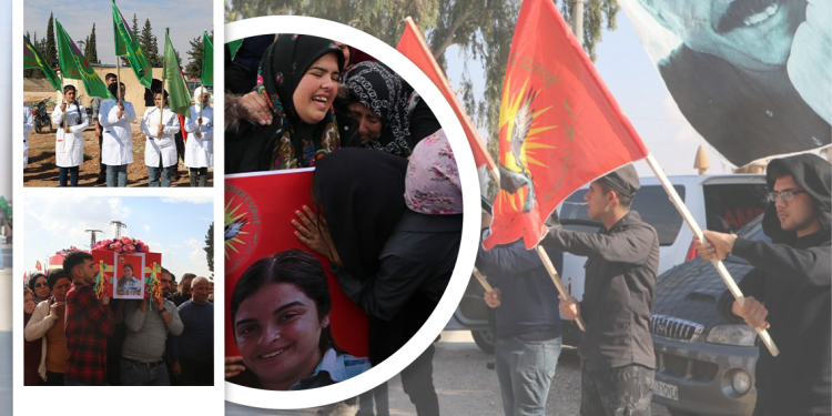 Efrîn-Şehba Kantonu’nda yüzlerce kişi Ş.Ronahî Amanos’un cenazesini karşıladı