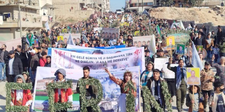 Halep’te, saldırıların yıldönümünde Efrîn’e dönme sözü verildi