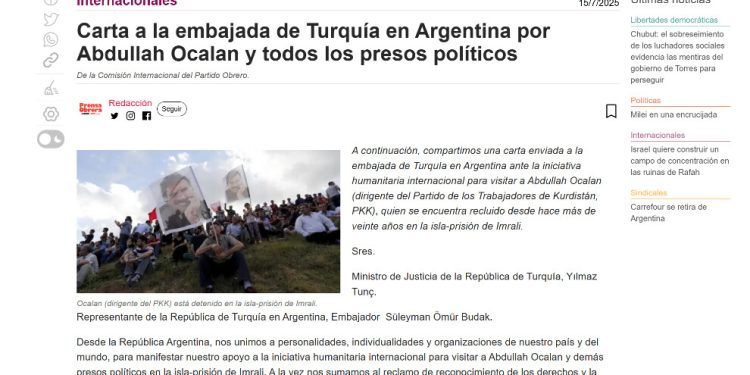 ‘Öcalan’la görüşmek istiyorum’ kampanyasına Arjantin’den destek