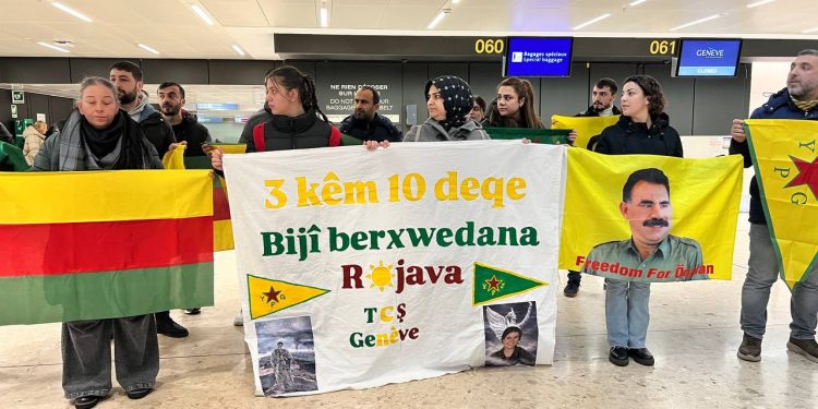 Gençler Cenevre Havaalanından Seslendi: Kobanê Düşmedi, Düşmeyecek